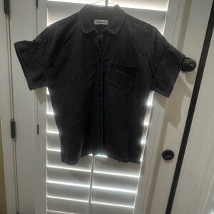 NWOT Madewell Washed Black Short-Sleeve Denim Shirt
